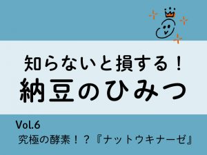 知らないと損する！納豆のひみつ【Vol.6 究極の酵素！？『ナットウキナーゼ』】